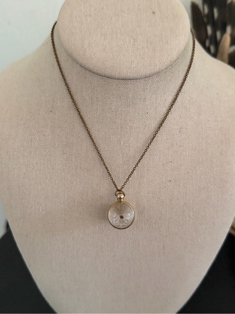 Vintage Gold-Tone Crystal Marble Mustard Seed Necklace